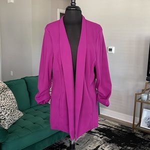 Alfani Magenta Blazer Jacket with Rouged 3/4 Sleeves - Size XL